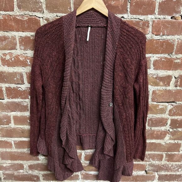 Free People Sweaters - Free People Maroon Cardigan Knit Small